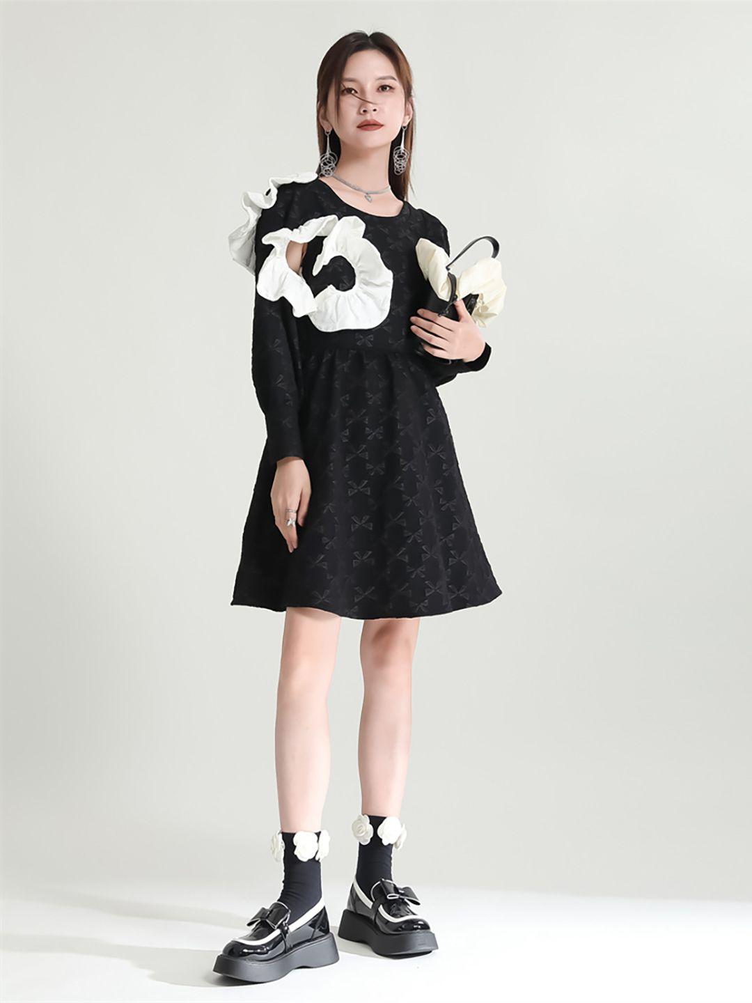 jc collection floral print puff sleeve fit & flare dress