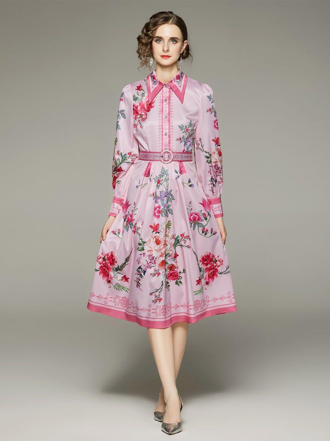 jc collection floral print shirt midi dress