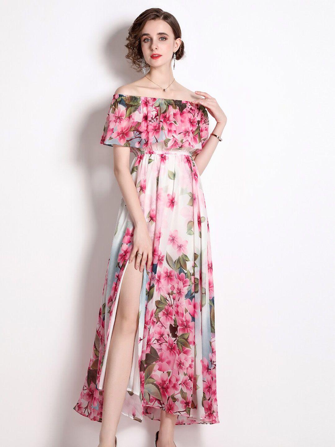 jc collection floral printed fit & flare midi dress