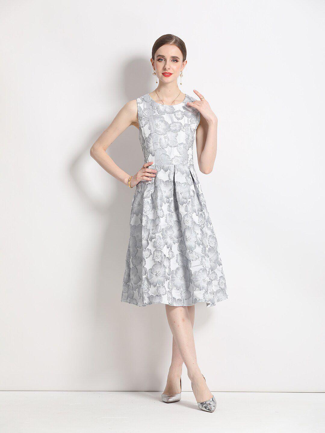 jc collection floral printed fit & flare midi dress