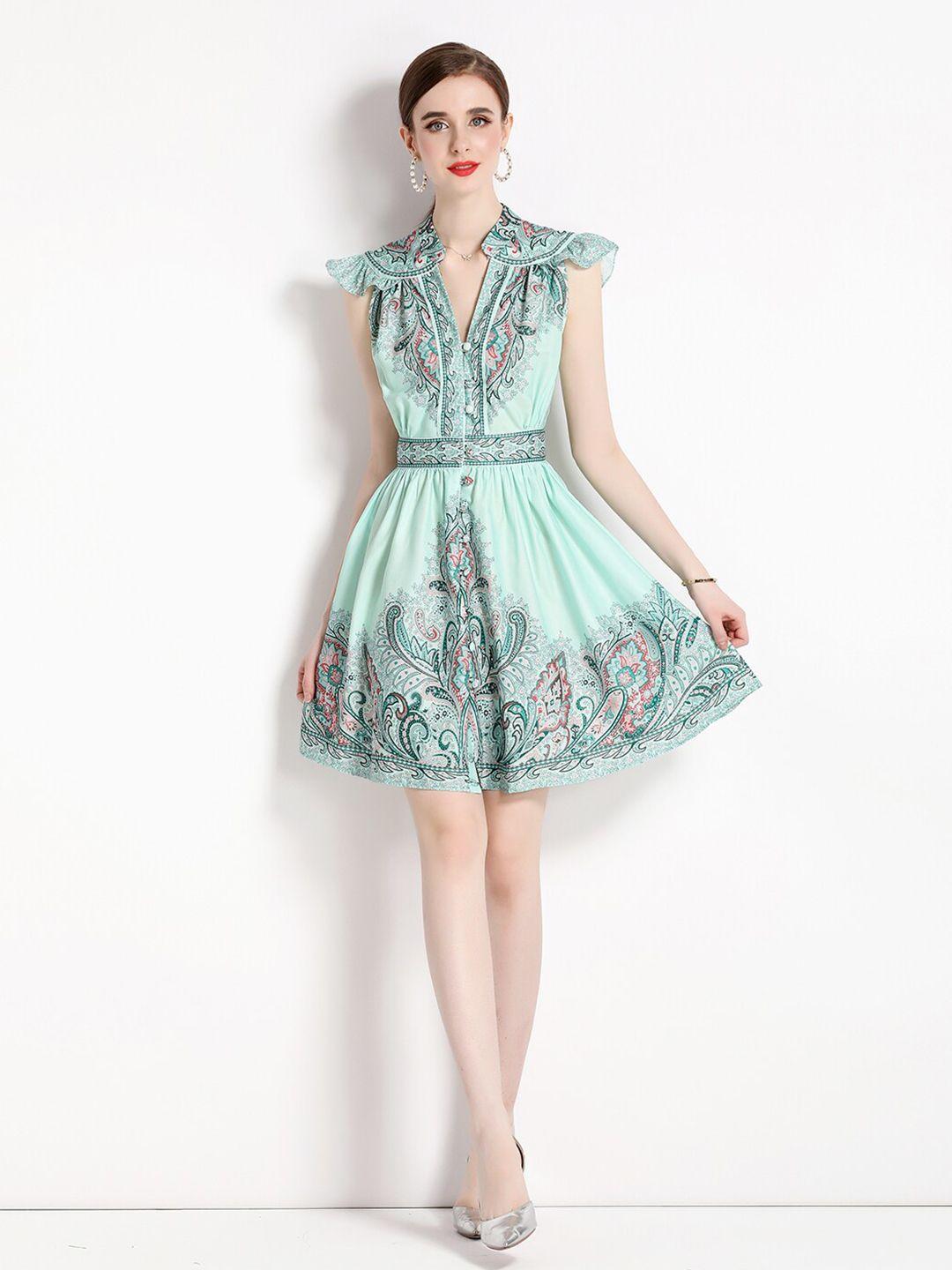 jc collection floral printed gathred or pleated fit & flare dress
