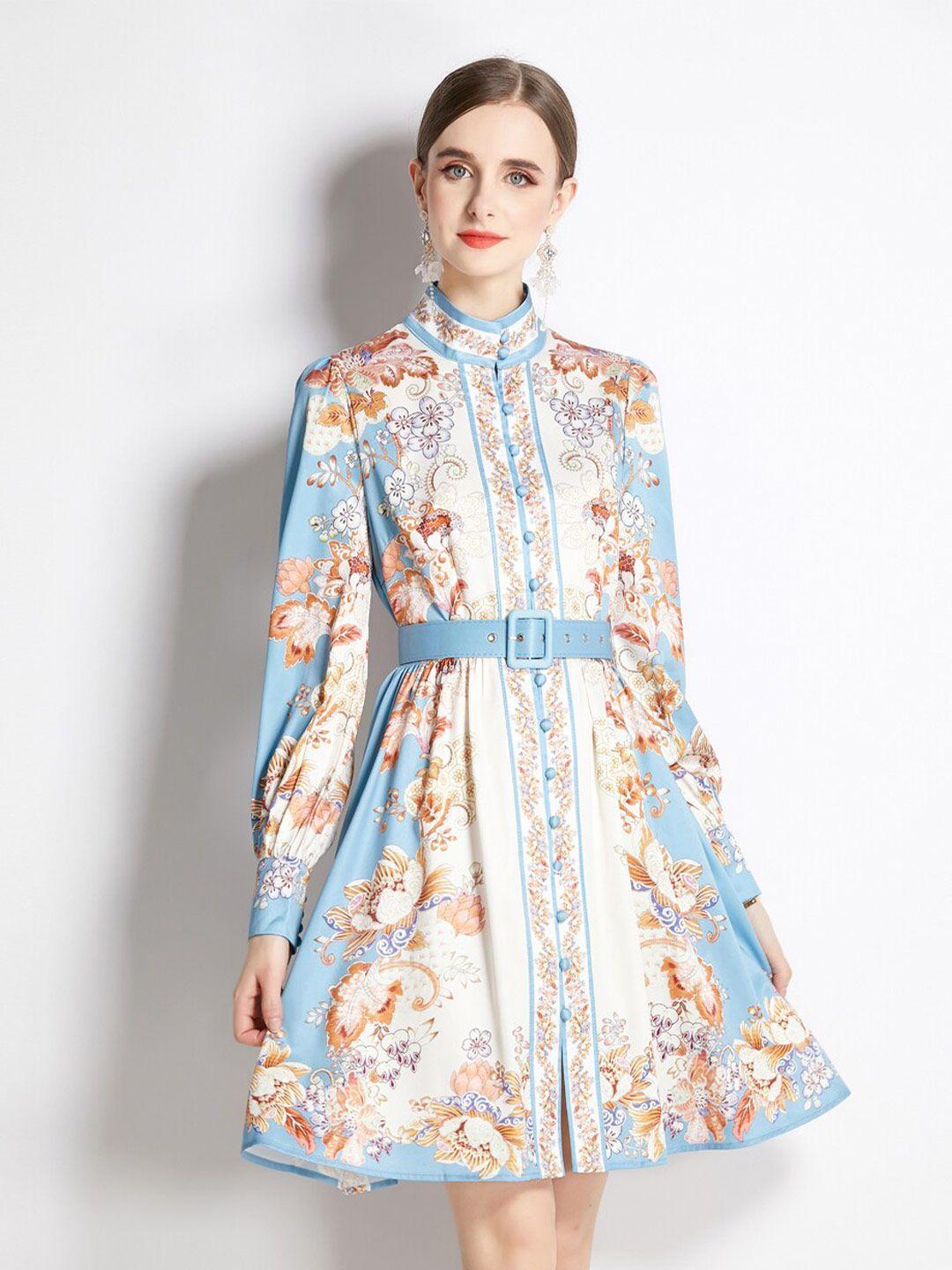 jc collection floral printed high neck shirt dress