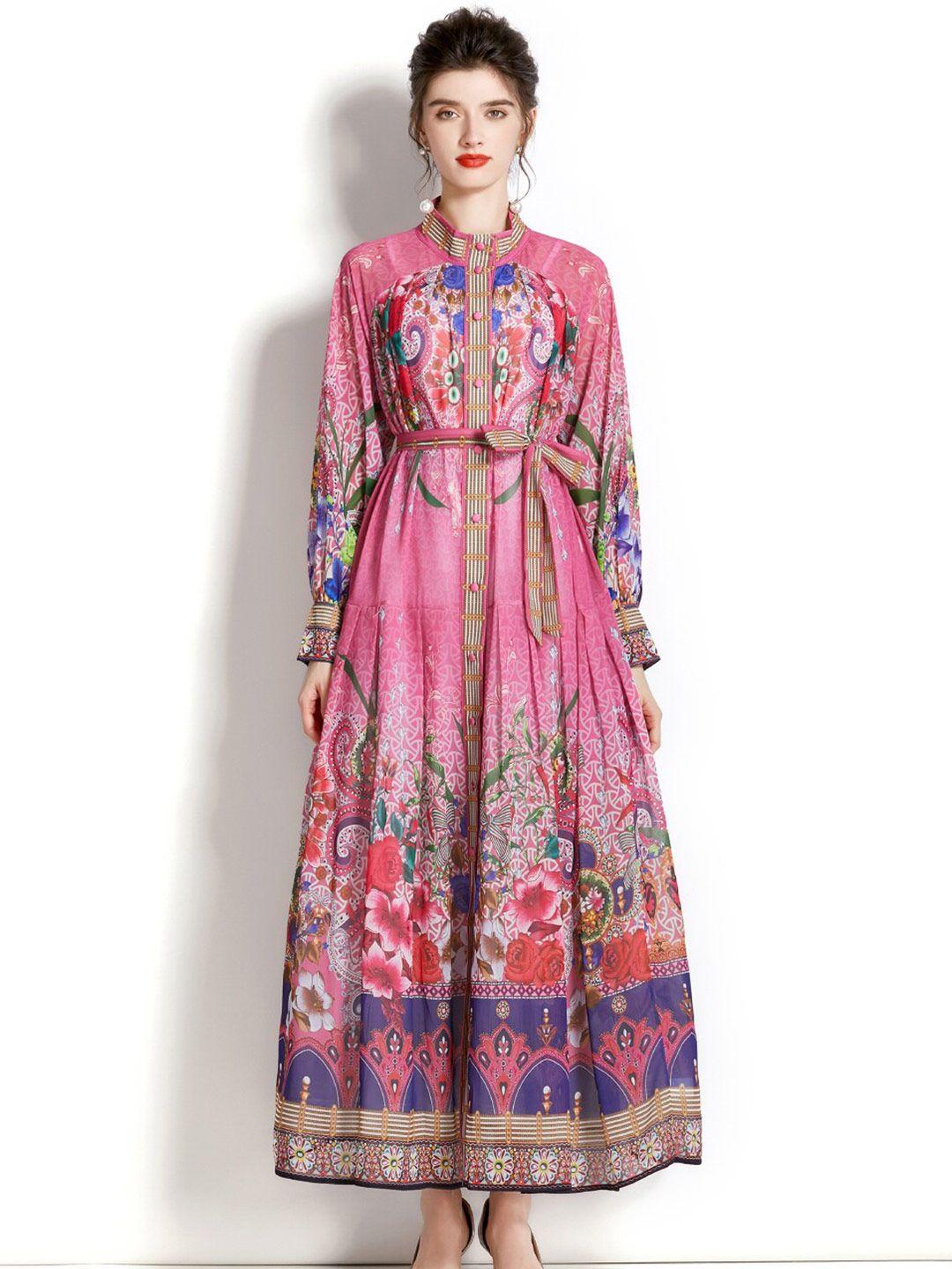 jc collection floral printed maxi shirt dress