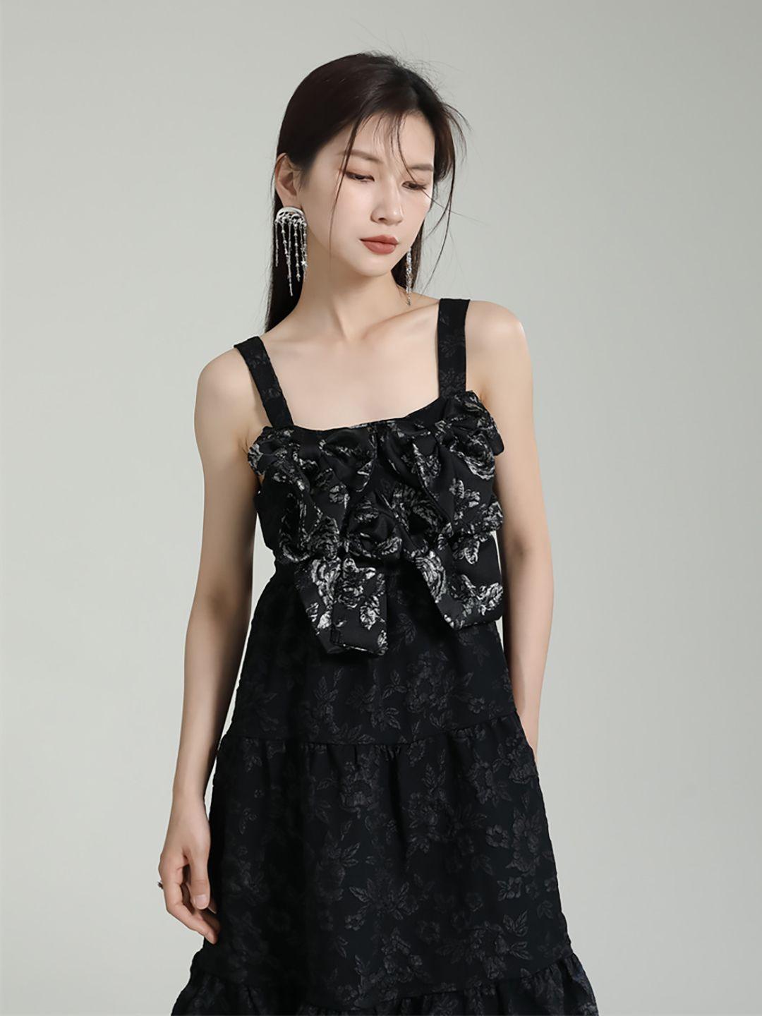 jc collection floral printed shoulder strap fit & flare midi dress