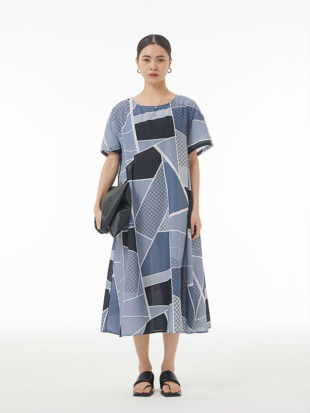jc collection geometric printed a-line midi dress