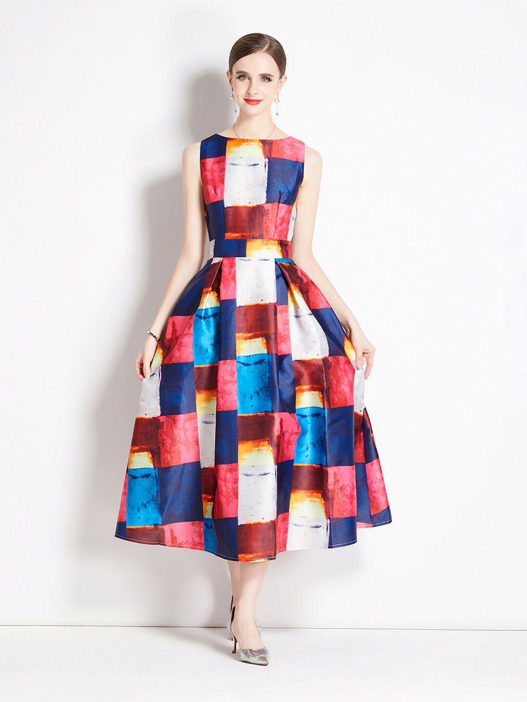 jc collection geometric printed fit & flare dress