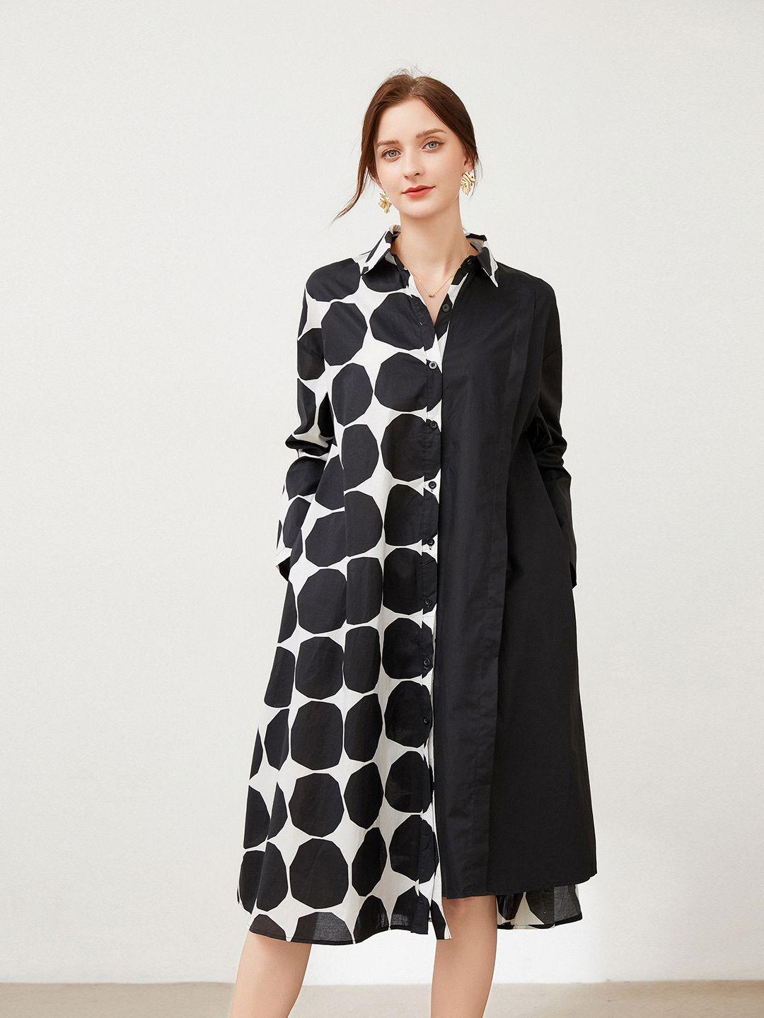 jc collection geometric printed shirt collar shirt dress