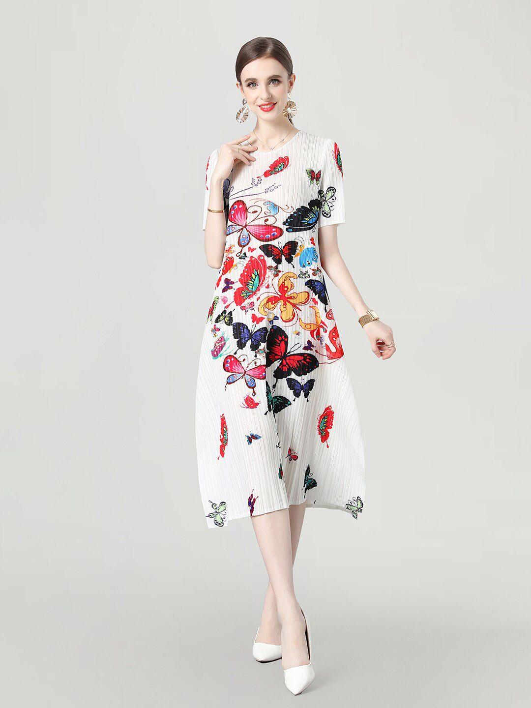 jc collection graphic printed a-line midi dress