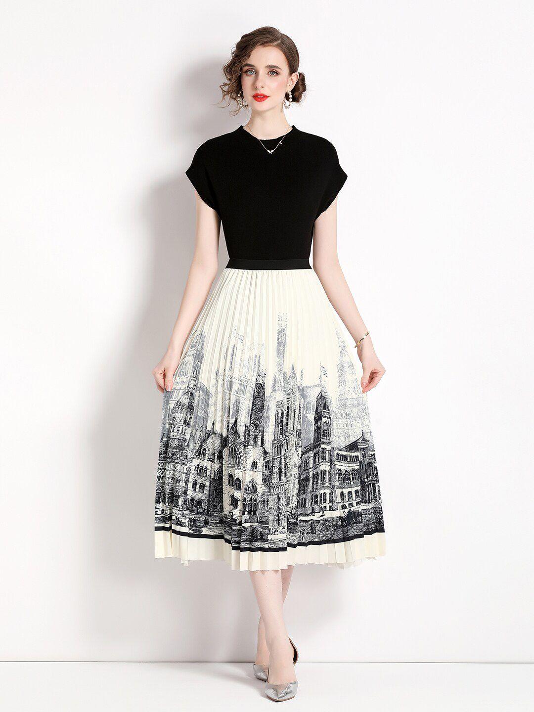 jc collection graphic printed top & skirt