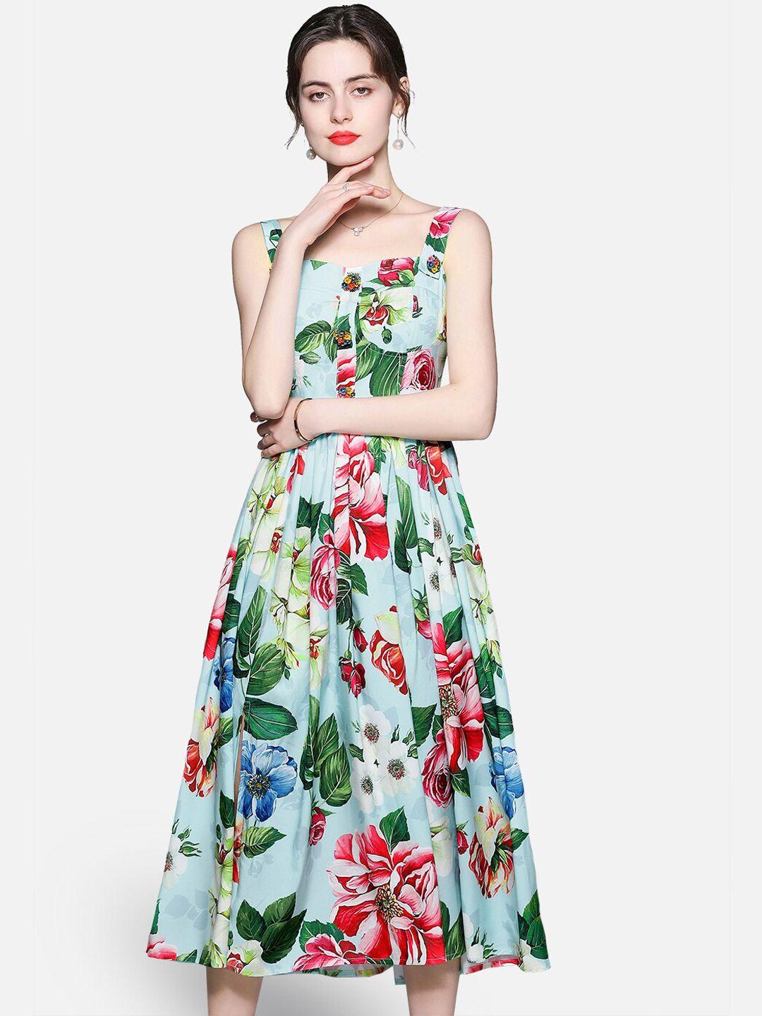 jc collection green floral peplum dress