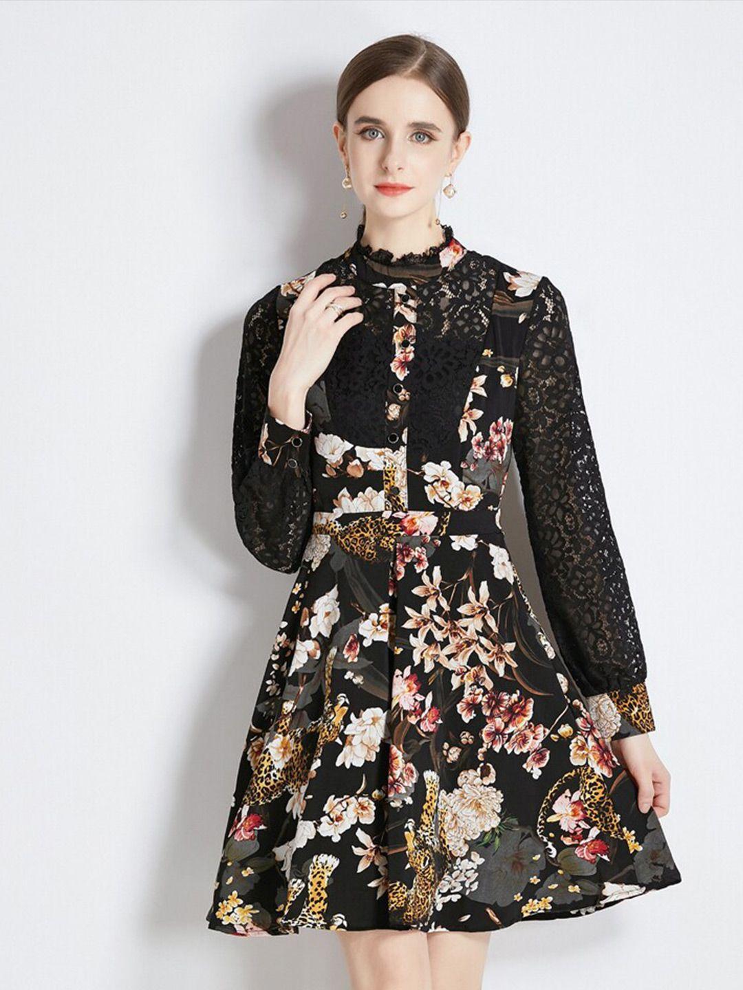 jc collection high neck self design floral dress