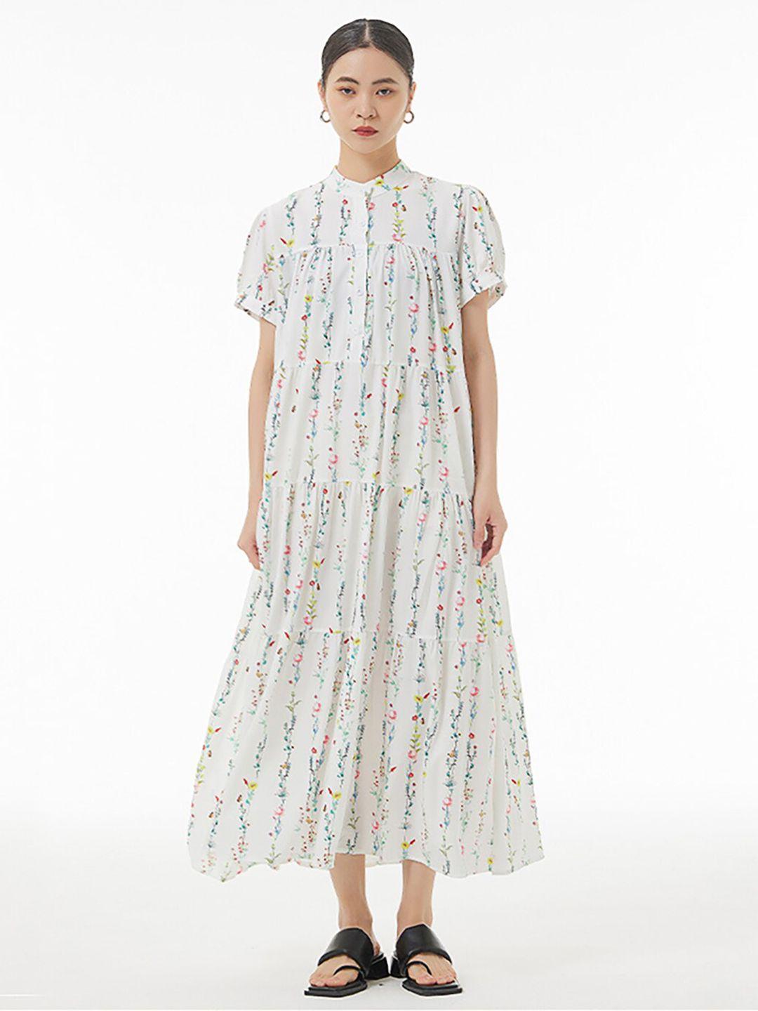 jc collection mandarin collar floral print maxi dress