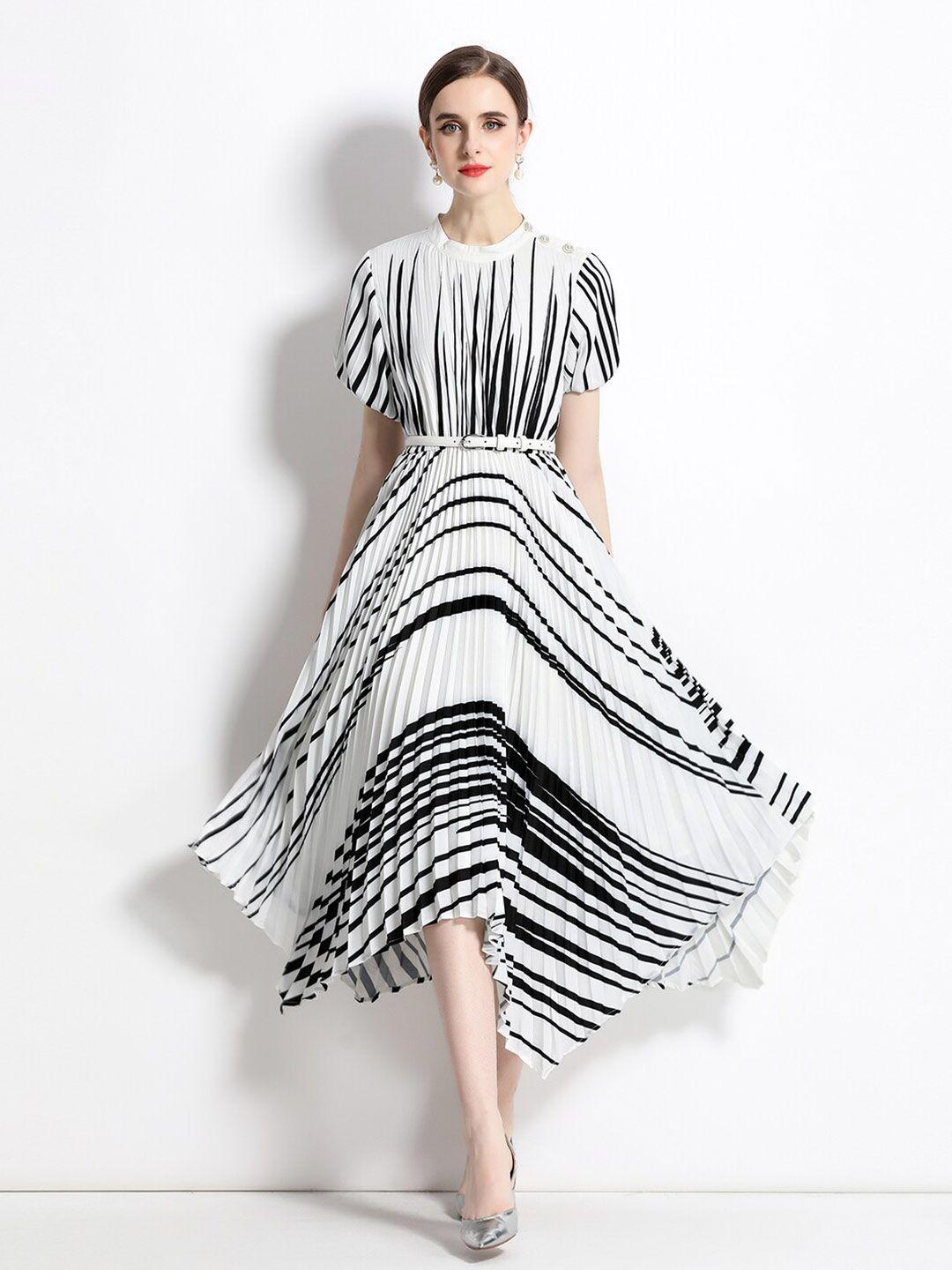 jc collection monochrome striped fit & flare midi dress