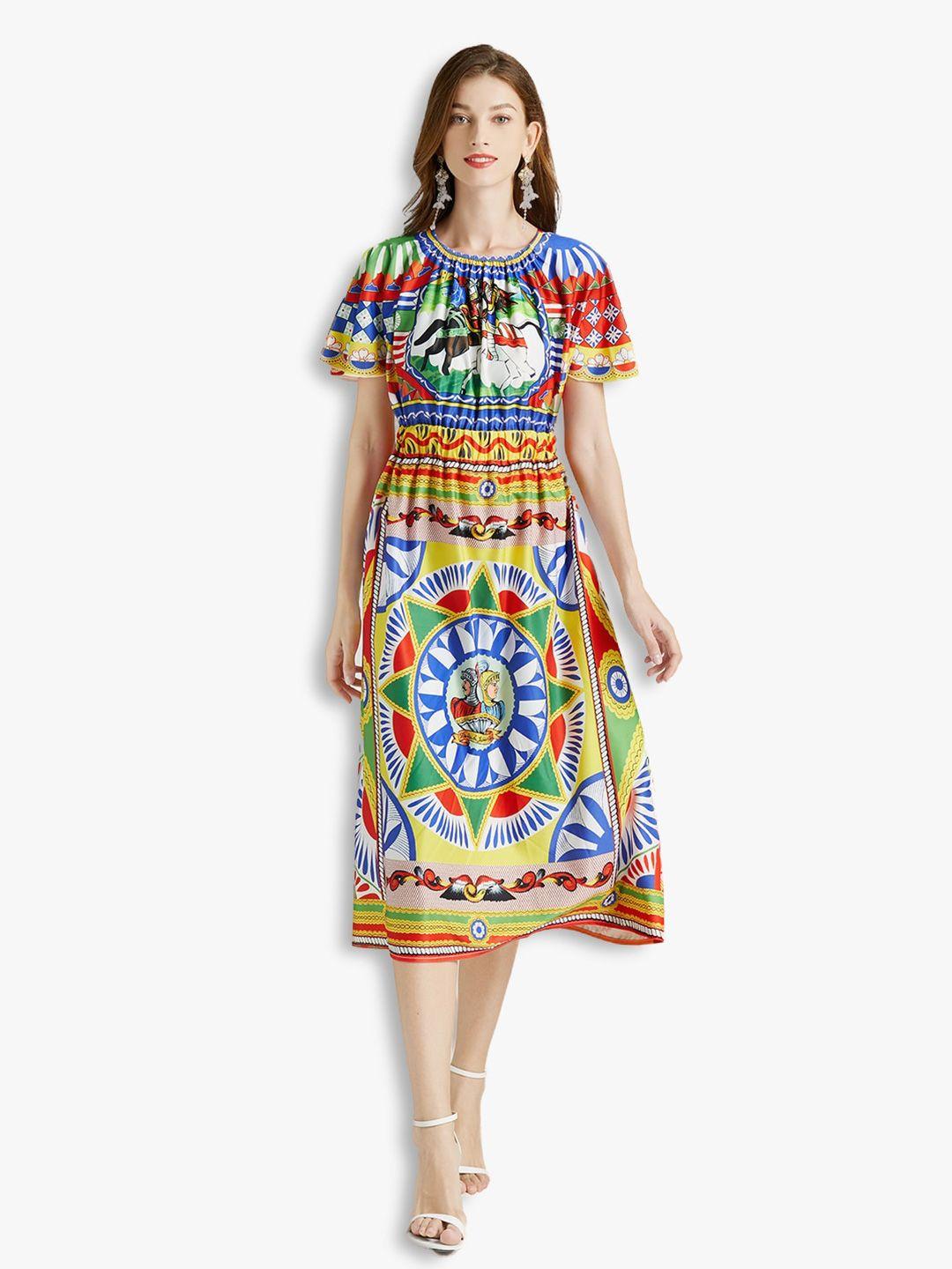 jc collection multicoloured ethnic motifs a-line midi dress