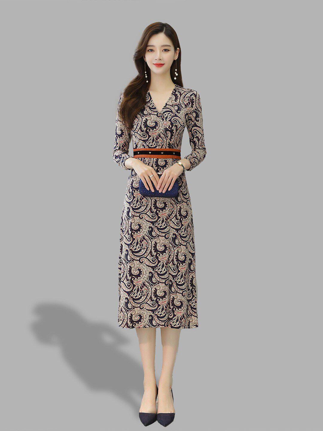 jc collection multicoloured ethnic motifs a-line midi dress