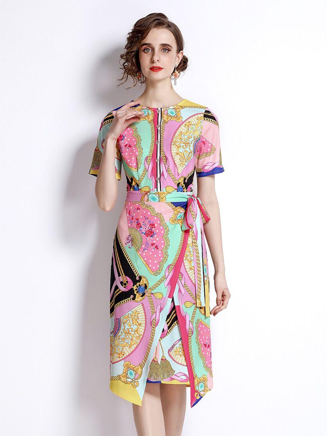 jc collection multicoloured ethnic motifs sheath dress