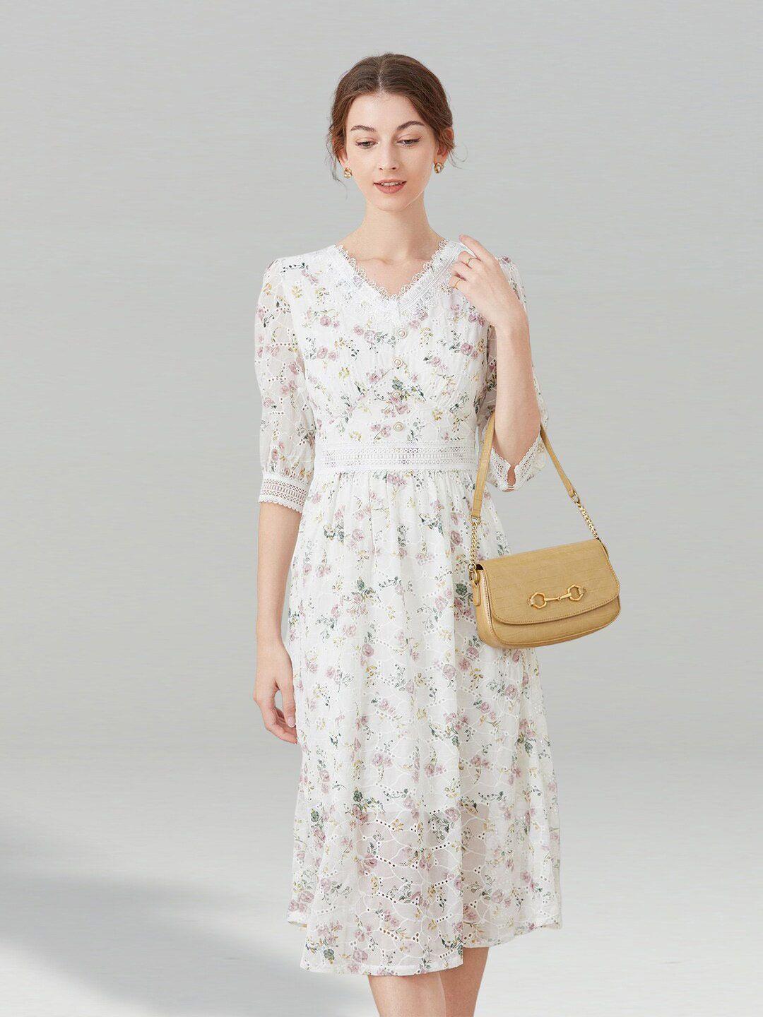 jc collection multicoloured floral print fit & flare midi dress