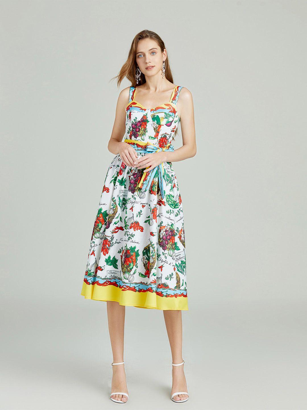 jc collection multicoloured floral print fit & flare midi dress