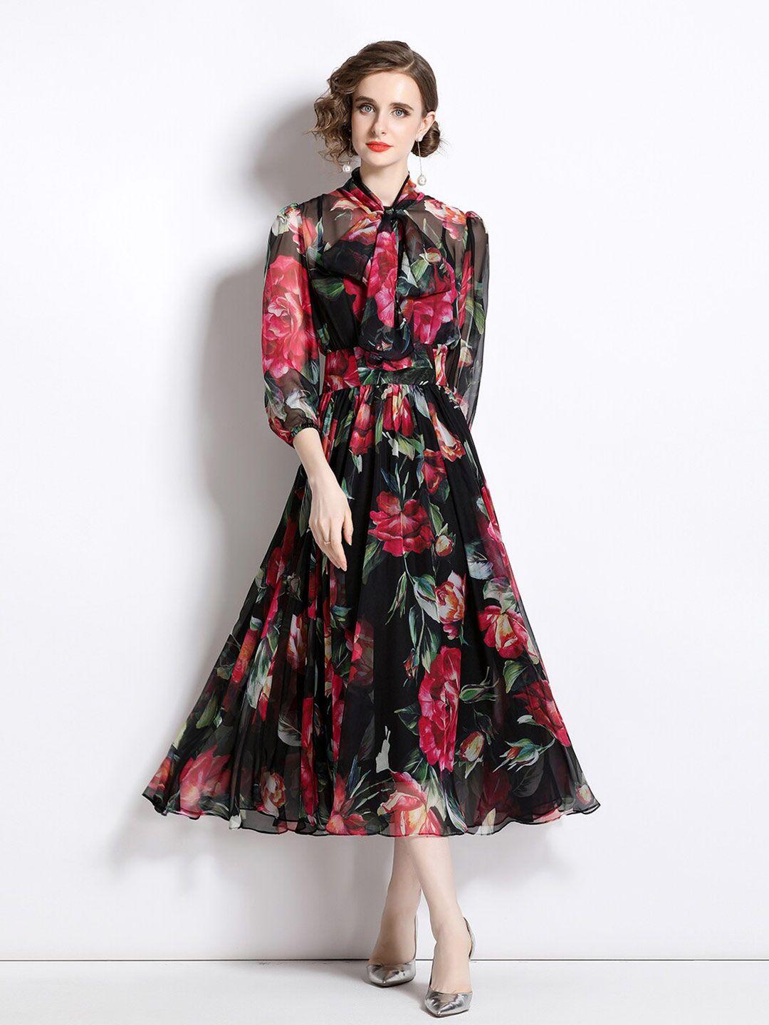 jc collection multicoloured floral print fit & flare midi dress