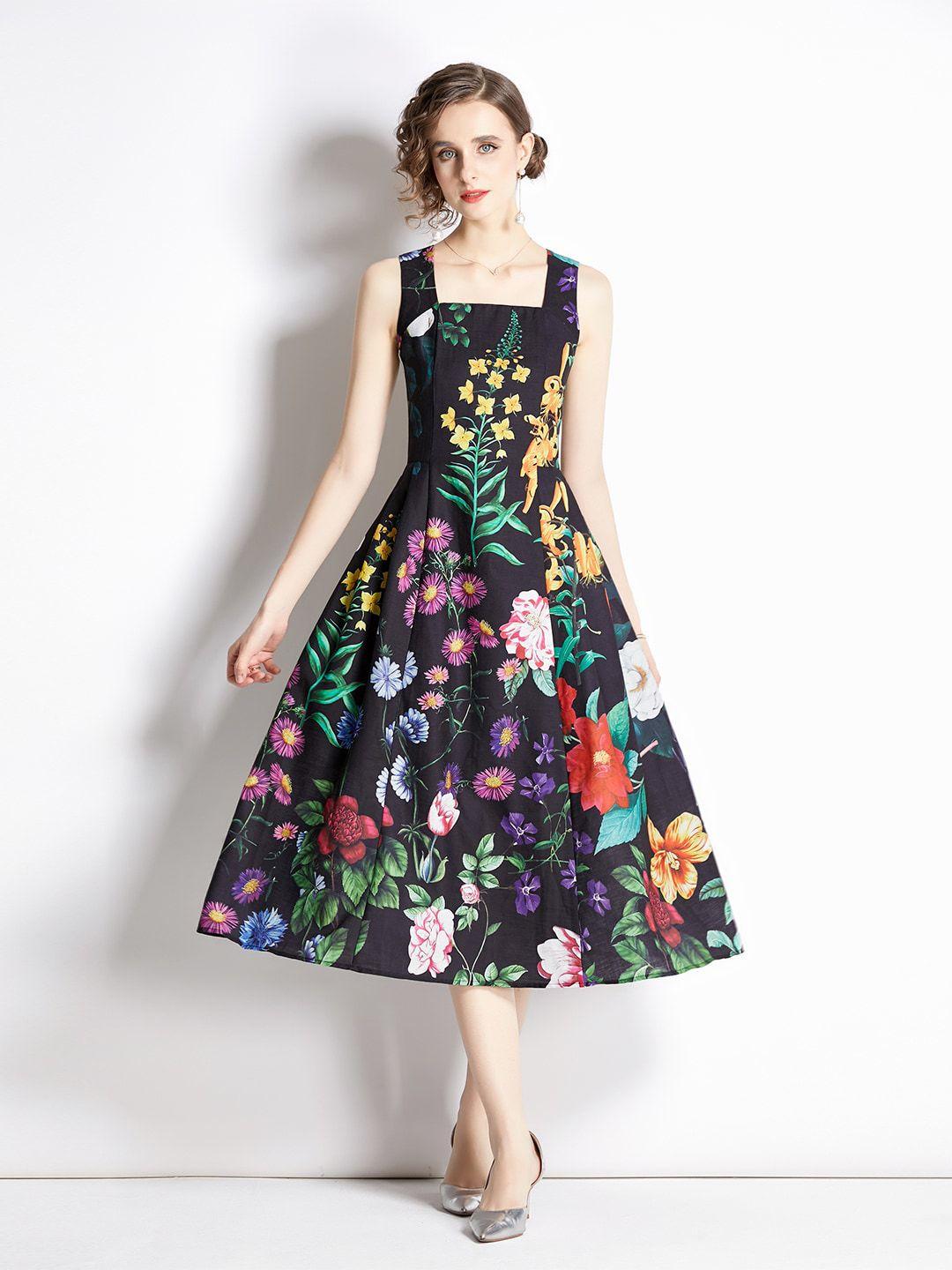 jc collection multicoloured floral print fit & flare midi dress