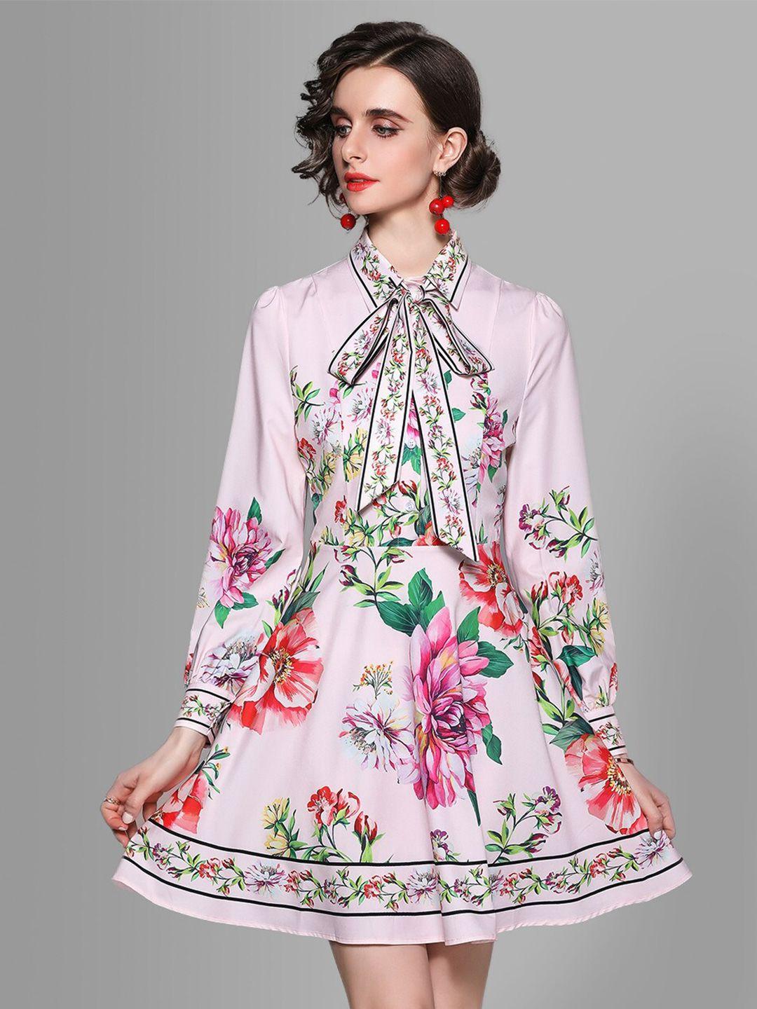 jc collection multicoloured floral tie-up neck dress