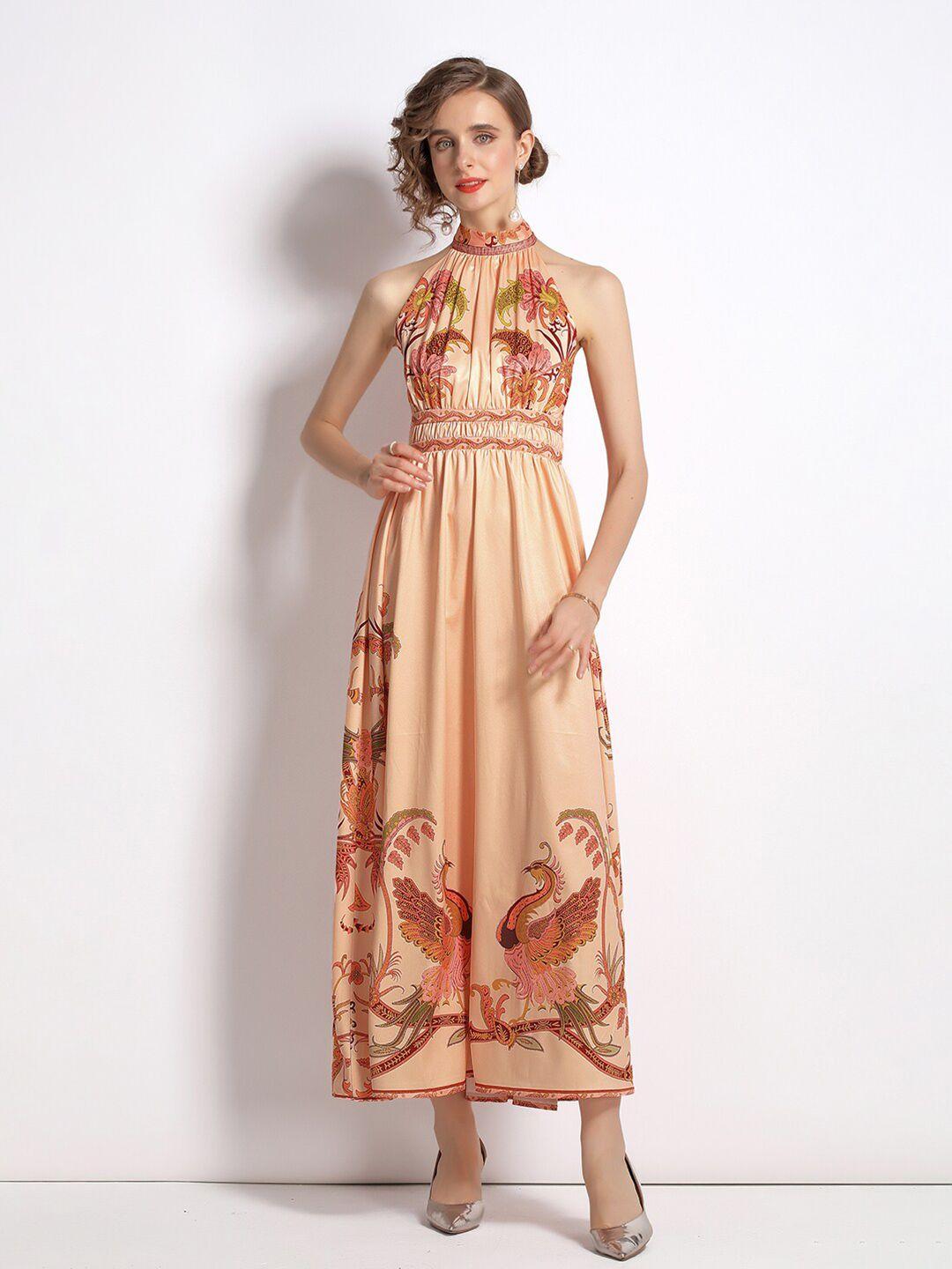jc collection multicoloured floral tie-up neck maxi dress