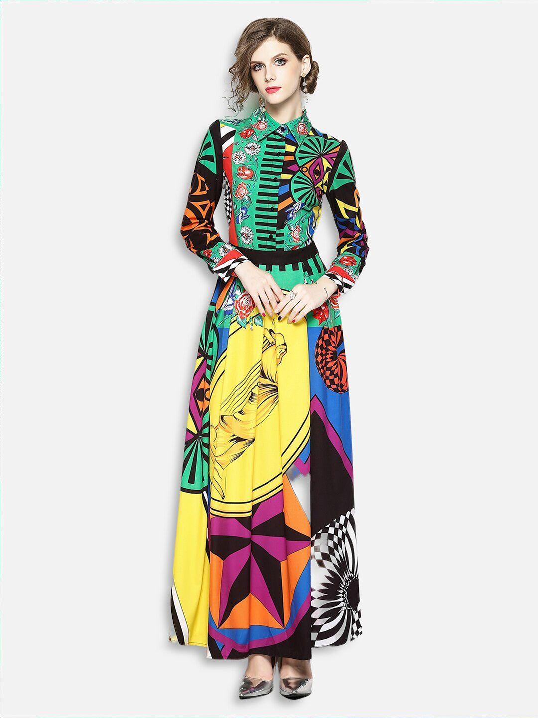 jc collection multicoloured printed fit & flared  dress