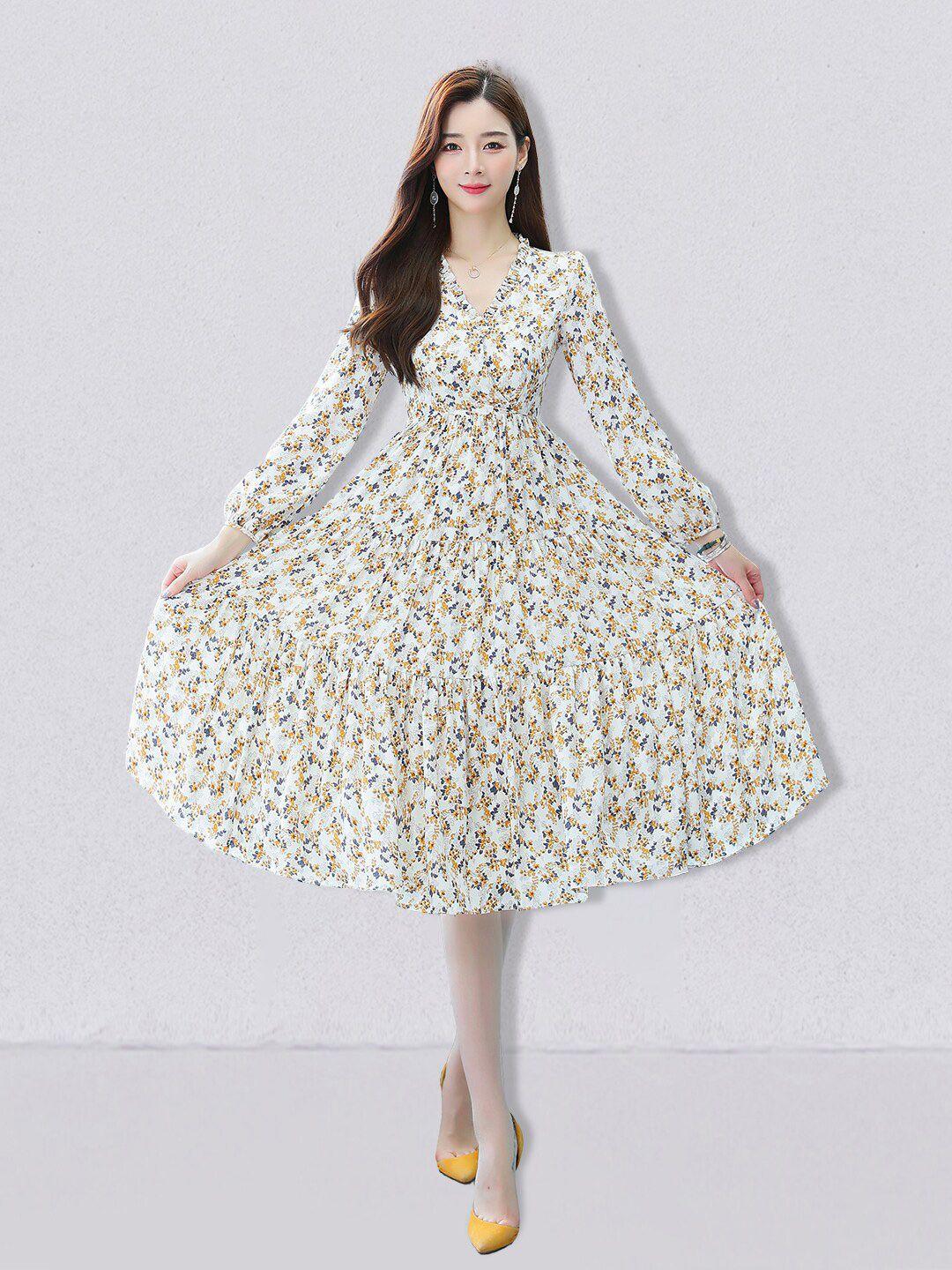 jc collection off white floral midi dress