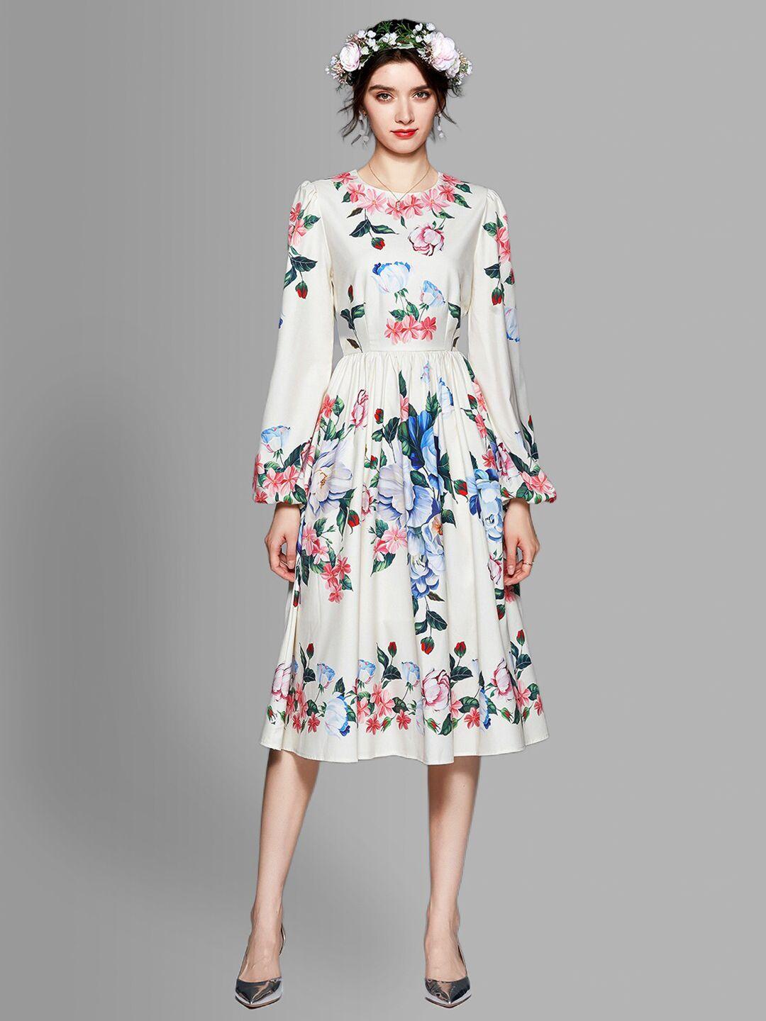 jc collection off white floral midi dress