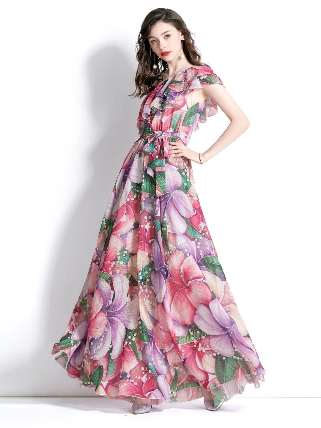 jc collection one shoulder floral printed maxi dress