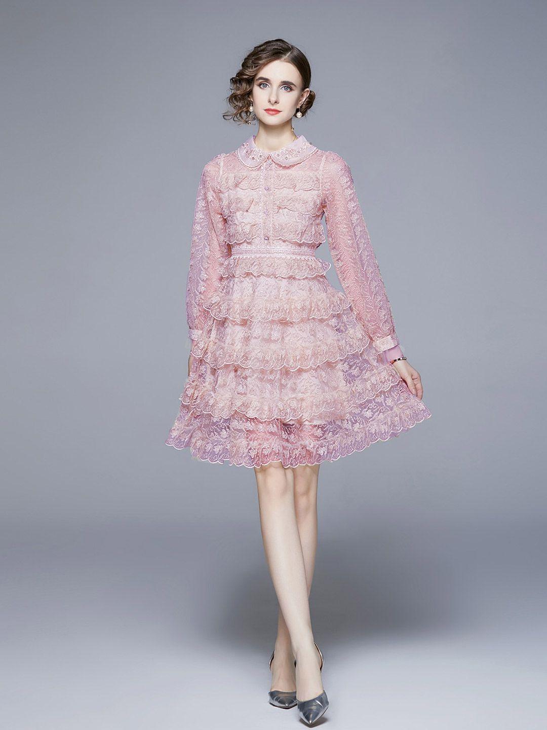 jc collection pink ethnic motifs print fit & flare dress