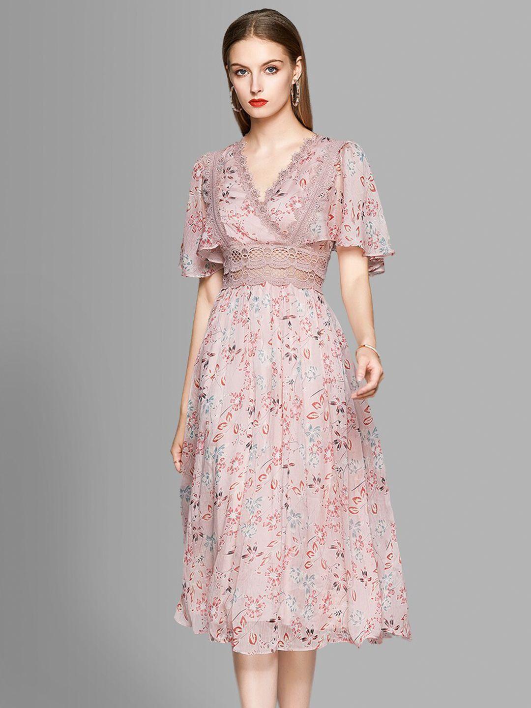 jc collection pink floral midi dress