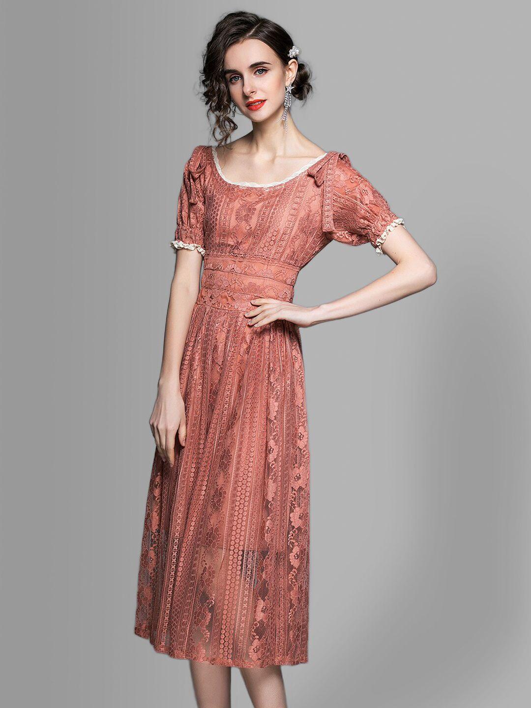 jc collection pink self design midi dress