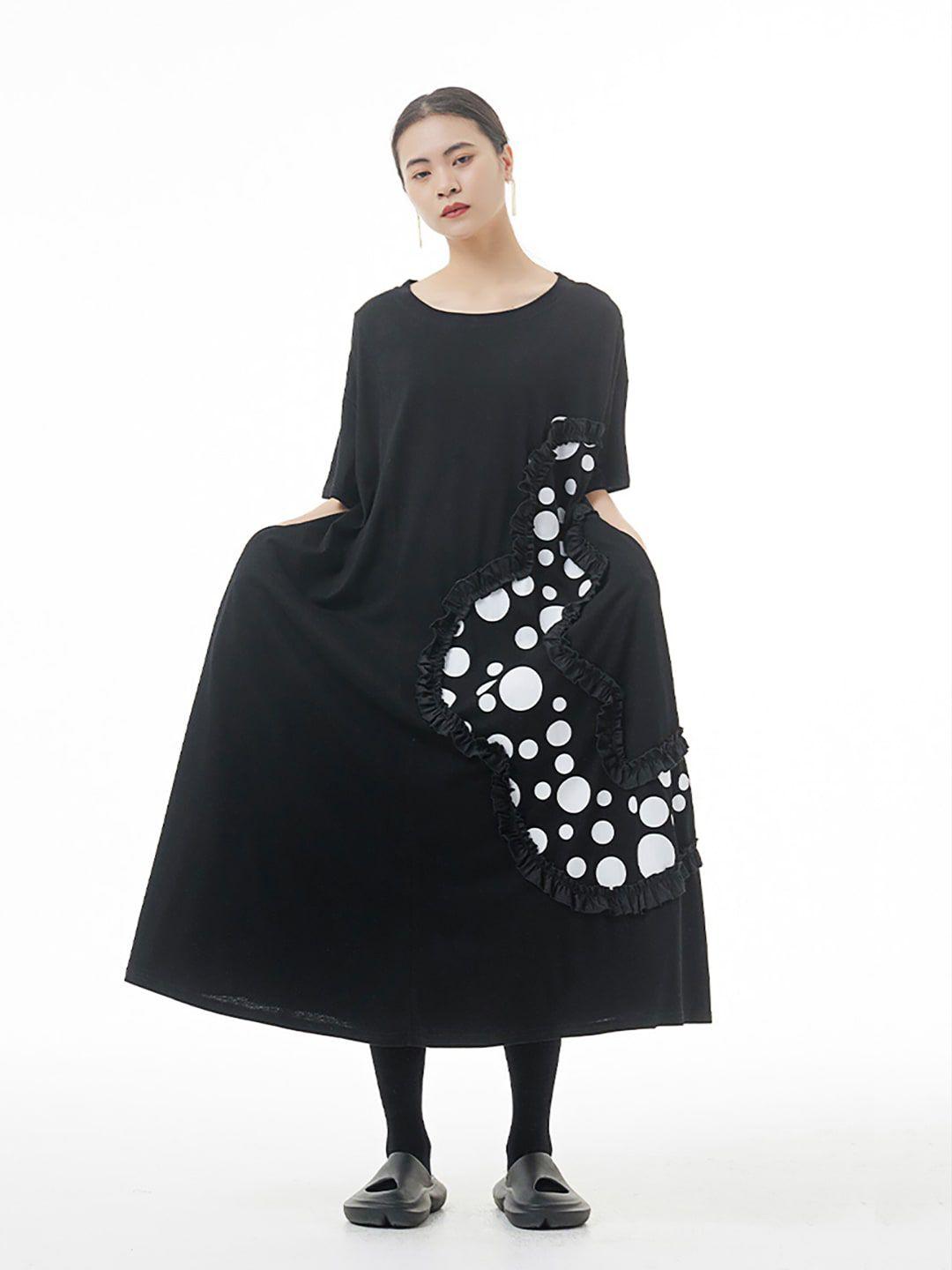 jc collection polka dots printed a-line midi dress