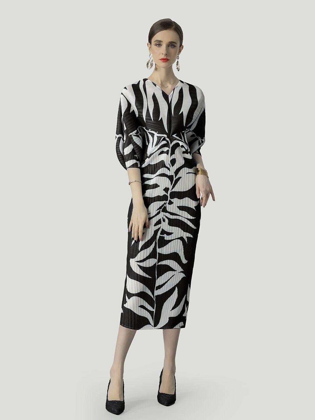 jc collection printed batwing sleeves sheath midi dress