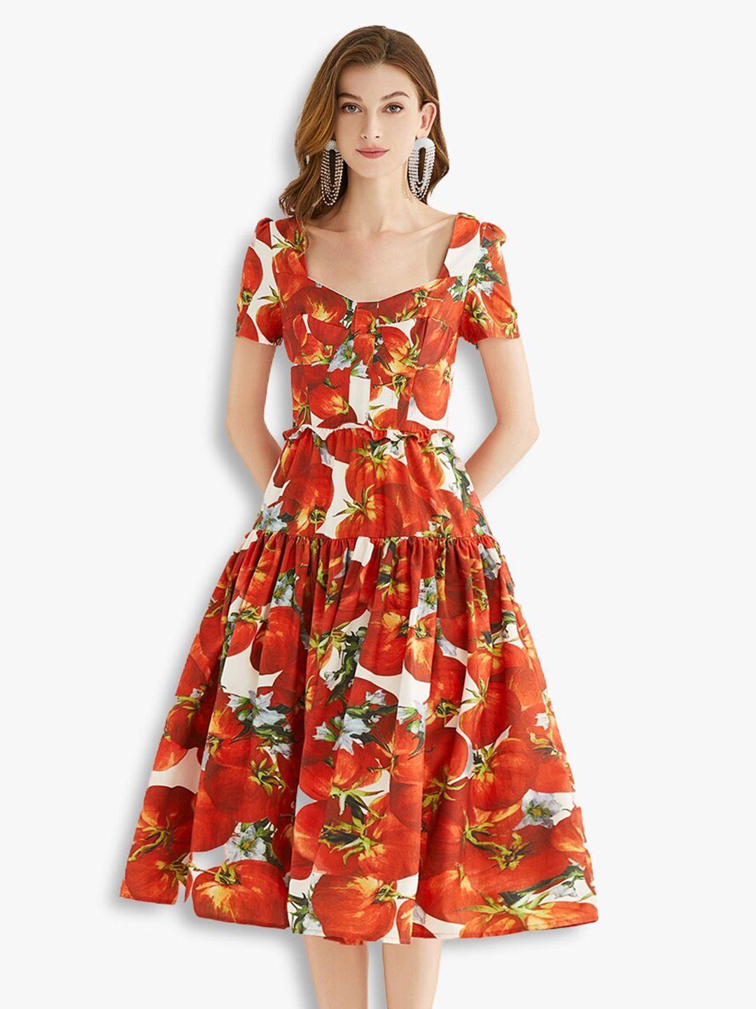 jc collection red & white floral dress