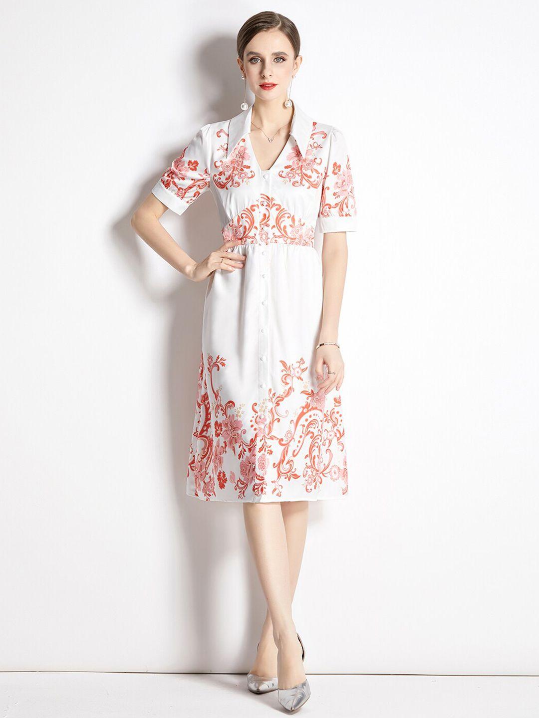 jc collection red floral a-line dress