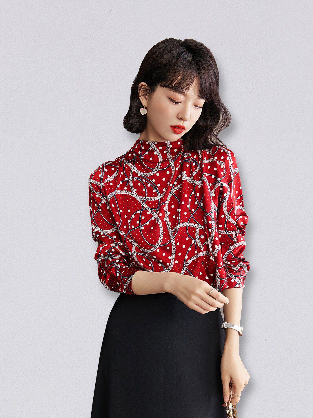jc collection red geometric printed top