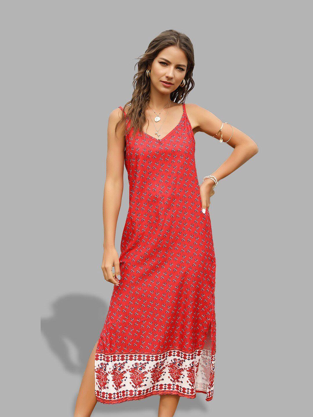jc collection red printed maxi dress