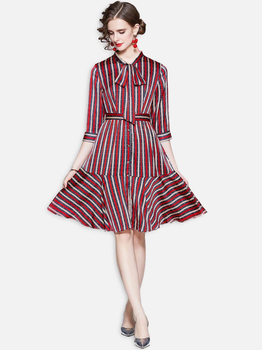 jc collection red striped dress