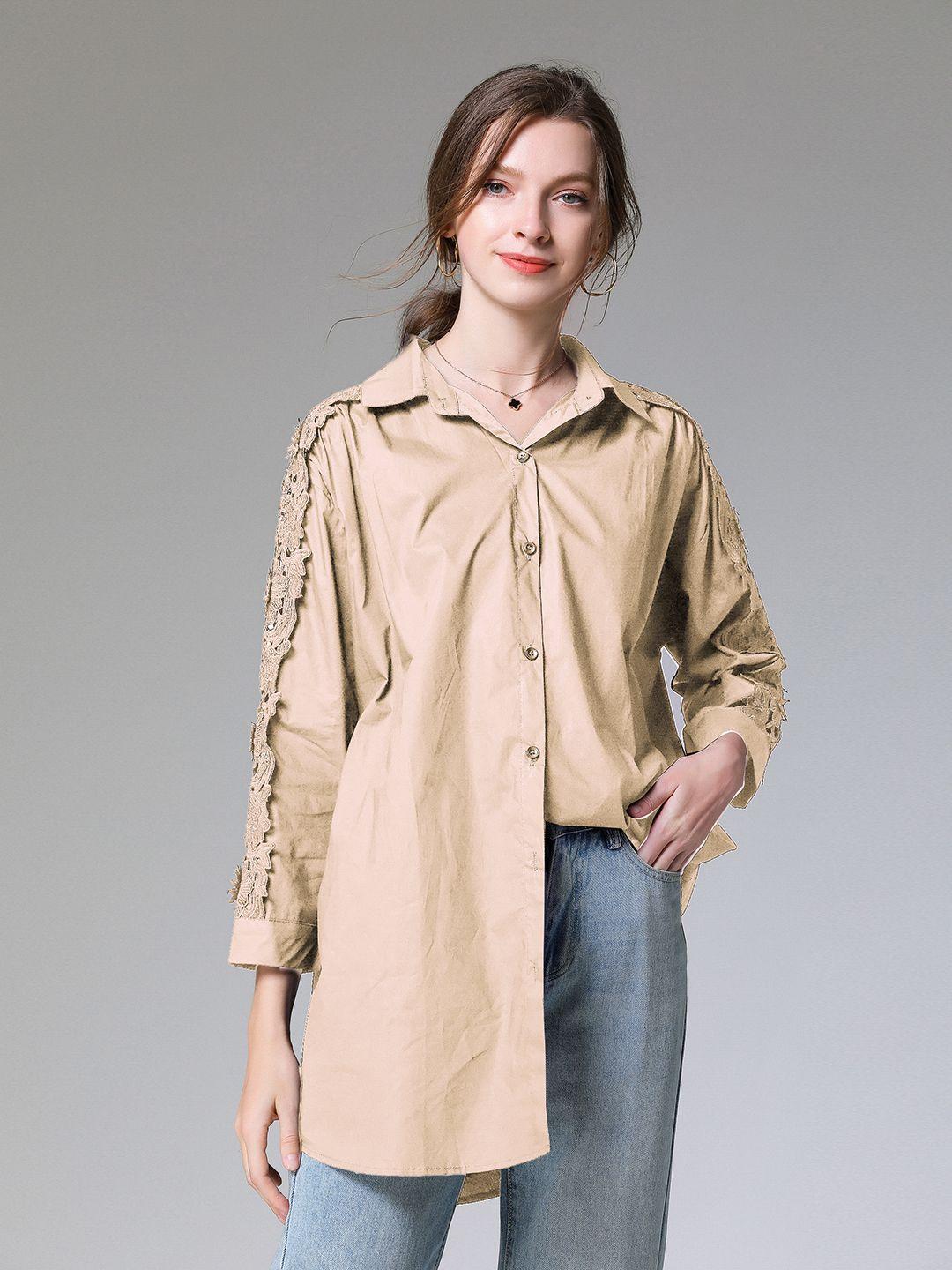 jc collection spread collar casual longline shirt