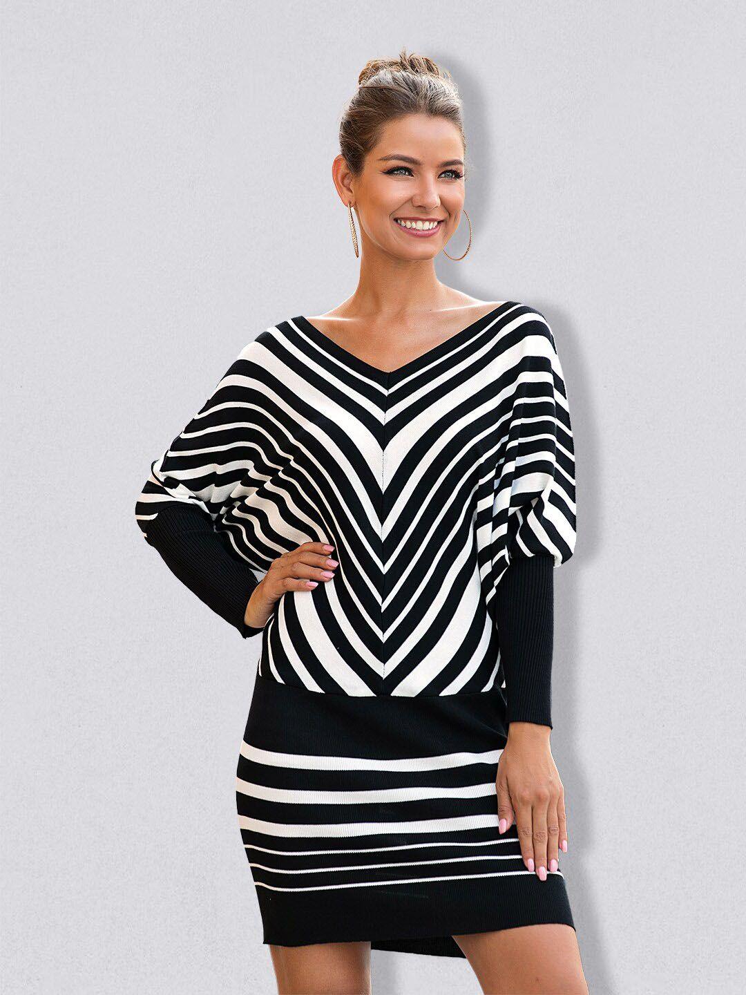 jc collection striped kimono sleeves sheath dress