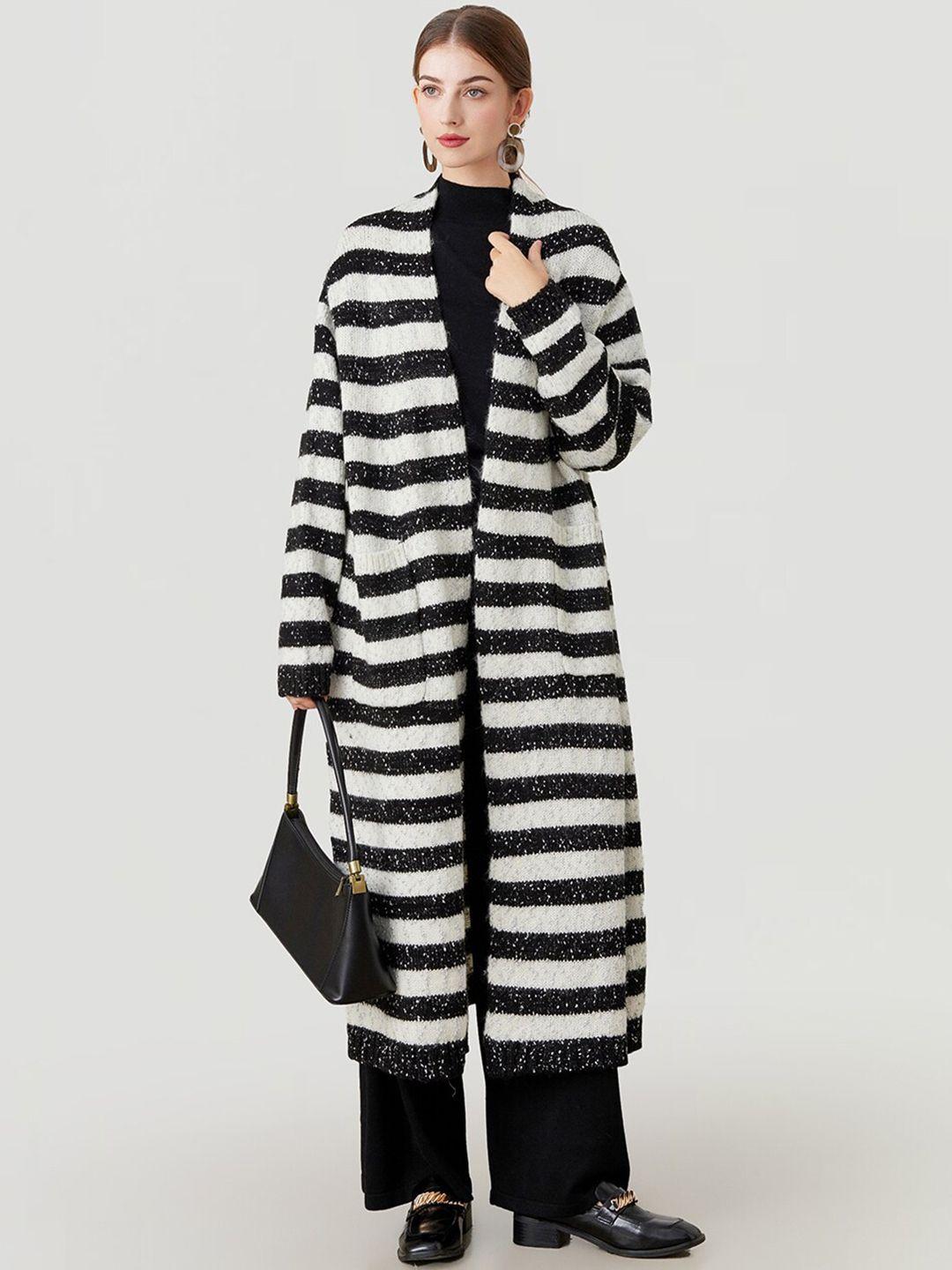 jc collection striped longline overcoat