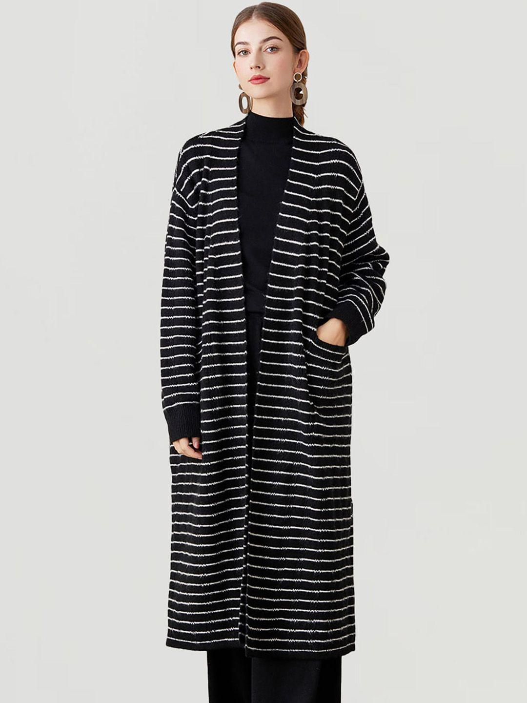 jc collection striped longline overcoat