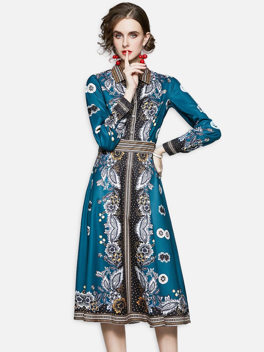 jc collection teal ethnic motifs a-line dress