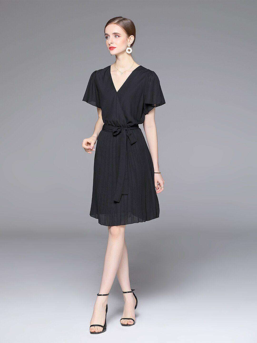 jc collection v-neck flared sleeve dress