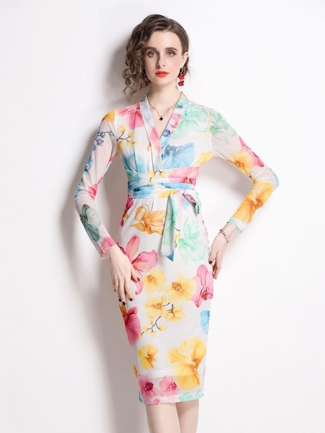 jc collection v-neck floral printed dress