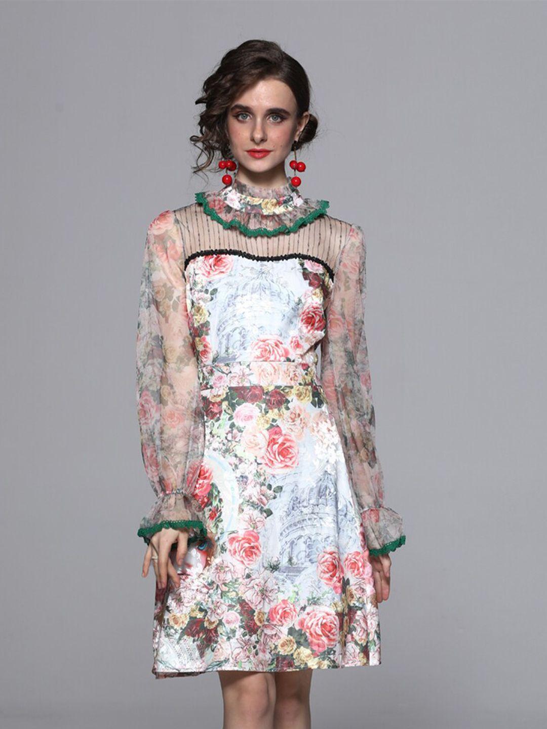 jc collection white floral a-line dress