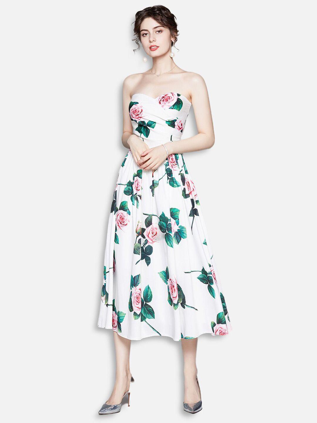 jc collection white floral off-shoulder midi dress