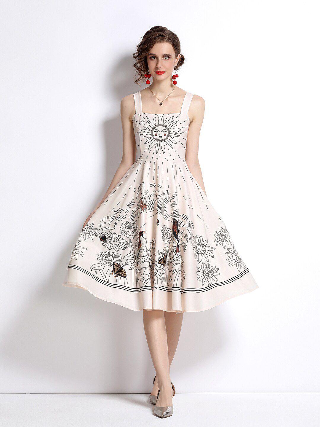 jc collection women beige floral printed midi dress